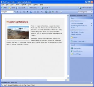 Windows Live Writer Interface