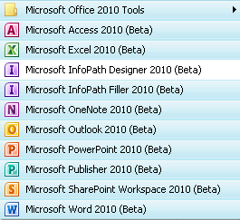 Office 2010 Program List