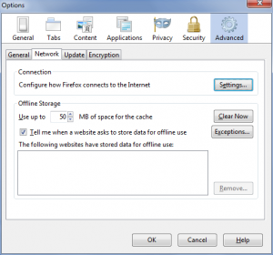 Cache Network Options Cache Network Options