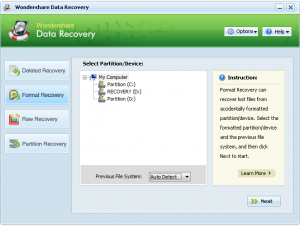 Format Recovery Data Format Recovery Data