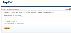 Paypal Update Account Information