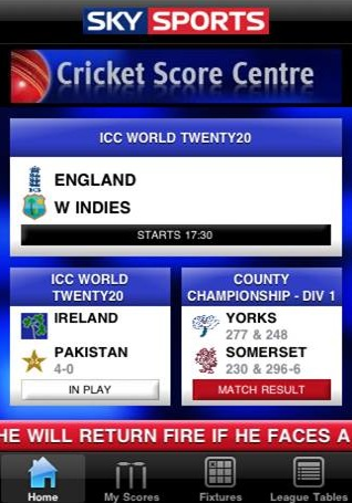Cricket Live Score. Get live cricket scores and