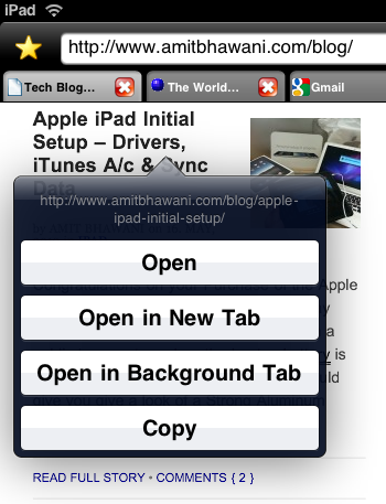 iPad Browser Contextual Settings iPad Browser Contextual Settings