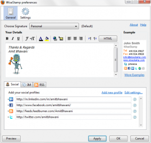 WiseStamp Preferences Setup