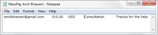 MassPay Paypal Sample File MassPay Paypal Sample File