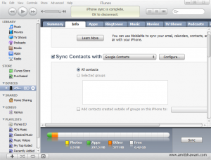 Sync Google Contacts iTunes