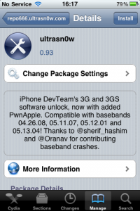ultrasn0w iPhone Source Cydia