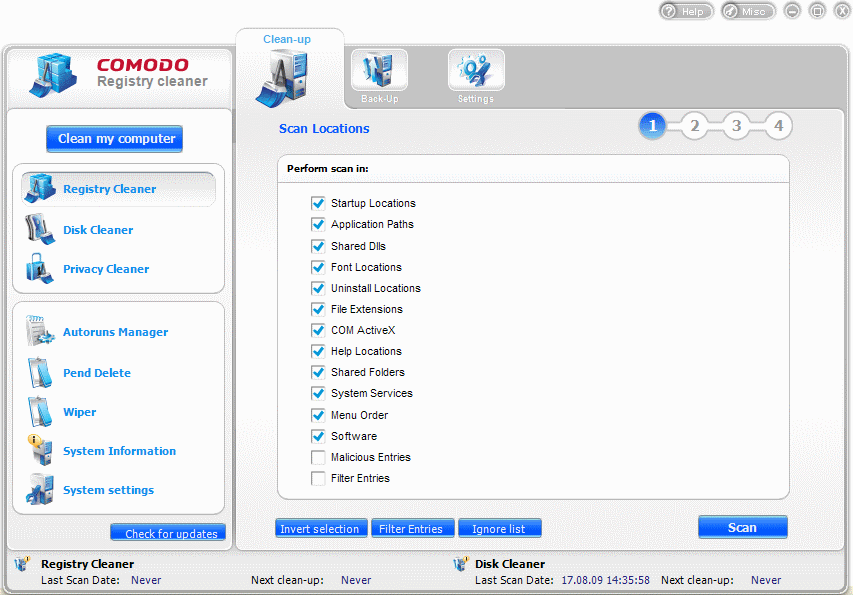 Comodo registry cleaner unsafe entries triumph thunderbird 2010 accessories